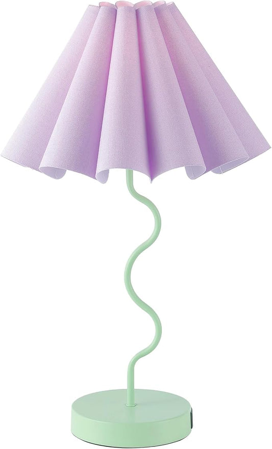 Pleated Table Lamp, Table Lamp for Bedroom, Bedside Lamps for Nightstand with Linen Lampshade, Modern Lamp for Bedroom Home Office Decor, Green