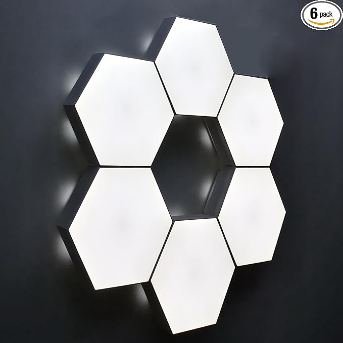 6Pcs Hexagon LED Light (White, Touch Model) - Smart Touch Sensor DIY Modular Wall Lamp for Bedroom, Company Front Desk & Room Decorative Wall Decoration