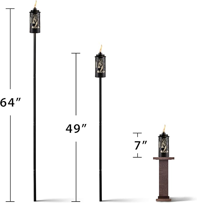 TIKI Brand Hunter Metal 64.5 Inch 2-Pack Torch, Patio, Backyard, and Lawn, Cabin Décor, Up North, Easy Installation, Outdoor Décor Torch, Black, 1123123