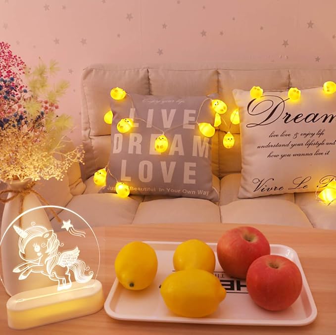 Little Yellow Chicken String Light Easter Decorations, Cute Animal Chicken Decoration Lights, Battery Operated 4.9 ft 10 LED Lights for Home Decor, Party, Birthday, Camping, Kid Bedside lamp