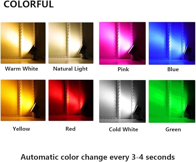 Auto Color Change Waterproof Outdoor Floor Lamp Corded Spot Lamp Adjusted Angle Direction for Patio Sidewalks Driveways Lawns Courtyards