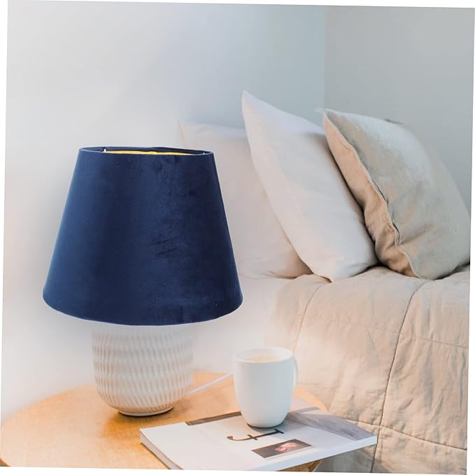 1pc Lamp Shade Blue Silk Lampshade Small Navy Pleated Home Decor Lamps Shades Lampshades for Table Lamp Cloth Lamp Cover Lamp Cover Shade Gold Trim Warm Large Velvet Beige Fabric