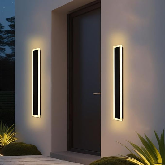 2 Pack Outdoor Wall Light for Porch,32 inch Modern Led Long Wall Lights Fixture,Dimmable Exterior Linear Lighting for House,Outside LED Long Lights for Patio,Garage