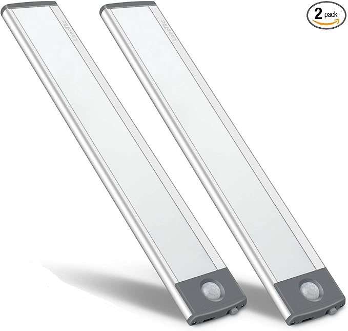 30-LED Motion Sensor Cabinet Light,Magnetic Motion Activated Under Counter Closet Lighting, Wireless USB Rechargeable Kitchen Cupboard Night Lights,Motion Activated Light Bar-2Pack