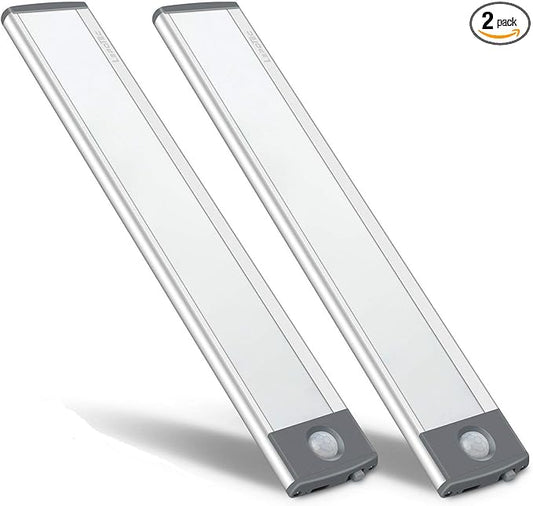 30-LED Motion Sensor Cabinet Light,Magnetic Motion Activated Under Counter Closet Lighting, Wireless USB Rechargeable Kitchen Cupboard Night Lights,Motion Activated Light Bar-2Pack