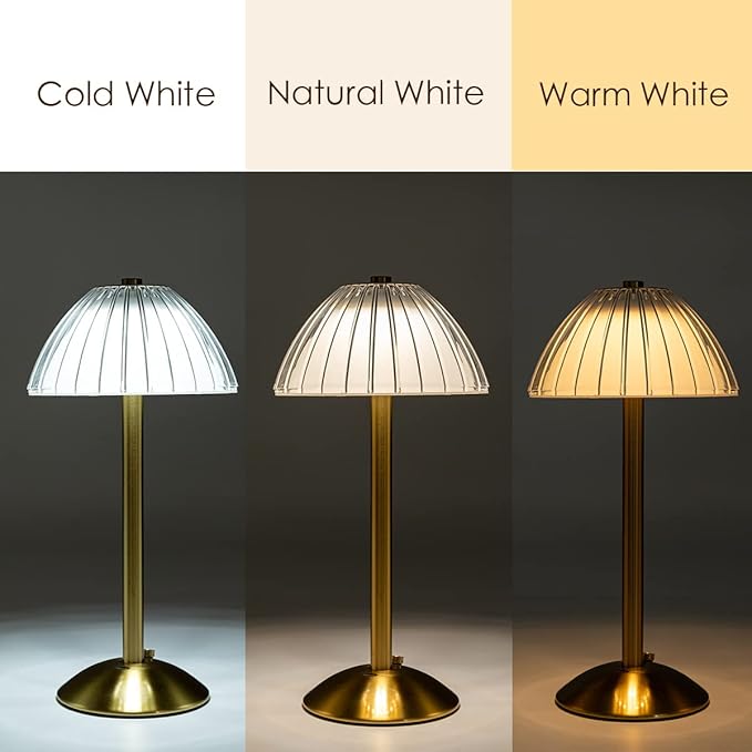 Cordless Table Lamps for Home,Table,Dining Room, Gold Rechargeable Lamps, USB Charge 12'' Tall LED Brass Portable Outdoor Indoor Table Lamp with Built-in Dimmer (Pack2-Gold Lamp)