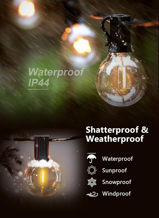 Plastic C7/G40 Replacement LED Light Bulbs - 0.6W Equivalent to 7W Incandescent Bulbs 2200K, E12 Screw Base Shatterproof & Waterproof LED Globe Light Bulbs for Outdoor String Lights (25 Pack)
