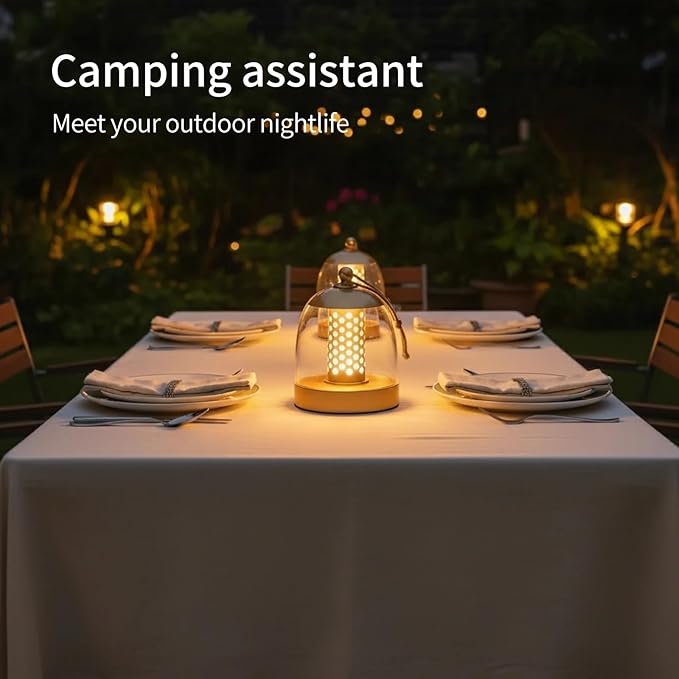 Camping Lantern, IPX4 Waterproof Touch Control LED Night Light, USB Rechargeable & Long Lasting Battery, Portable Hanging Tent Lamp for Outdoor Camping Hiking Backpacking,Yellow Gold
