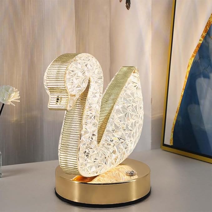 Cordless Crystal Table Lamp,3-Color Touch Control,3-Levels Brightness, Rechargeable Battery - Ideal Bedside Lamp for Bedroom Nightstand (Metal Gold)
