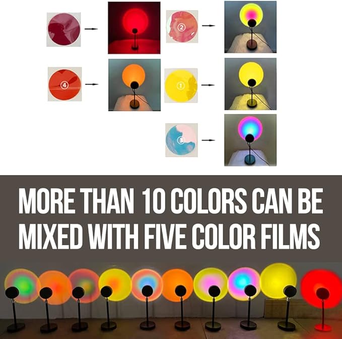 Sunset Lamp - 10 Colors Sunset Projection Lamp - Sunlight Lamp Night Light Projector Multiple Colors - Room Decor Night Light for Christmas Decorations Photography/Party/Bedroom/Home Decor