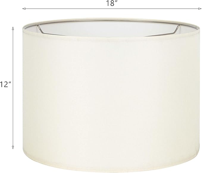 Wellmet Cream White Set of 2 Drum Lampshades, Easy Assembly Required 18" Top x 18" Bottom x 12" High Replacement Lamp Shades, Fabric Lampshades for Table Lamps Floor Lamps, Metal Spider Fitter