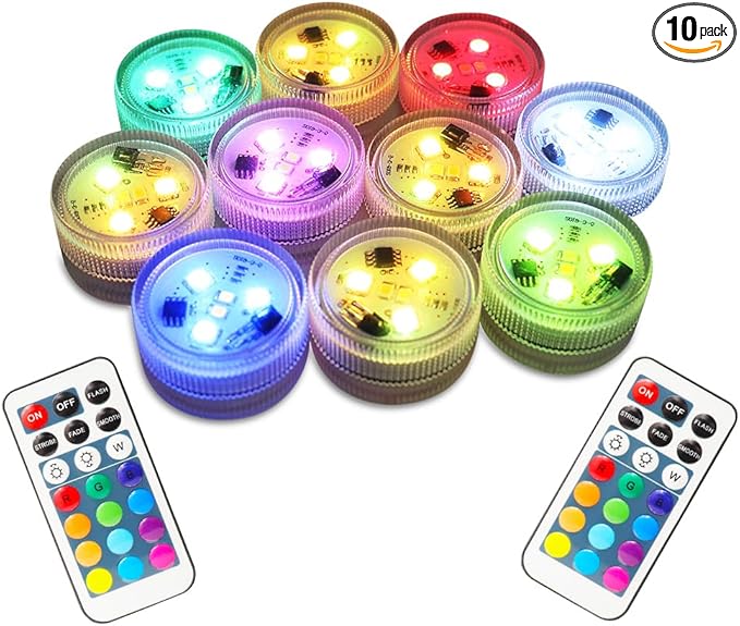 Mini Submersible LED Lights with Remote Control, Waterproof Small Tea Lights Candles, 1.5" Multicolor Submersible Lights for Vases Fish Tanks Hot Tubs, Pond Pool, Parties Wedding Halloween