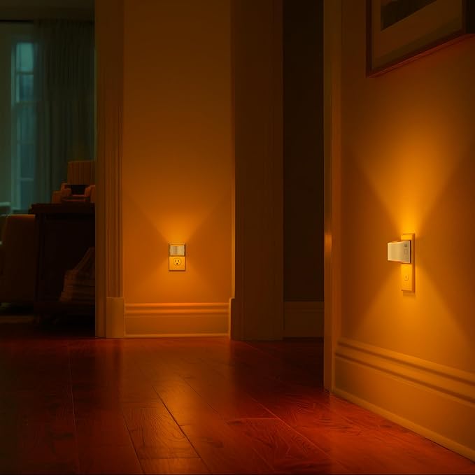 DORESshop LED Night Light[4 Pack], Night Lights Plug into Wall, 3 Level Brightness Adjustable Plug in Night Light, Dusk to Dawn Sensor Nightlights for Adults,Bedroom,Bathroom,Hallway,Amber White Cover