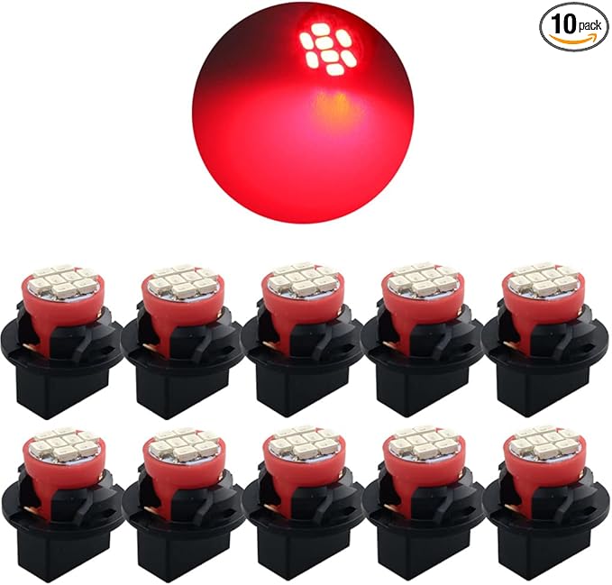 T10 194 168 Dash Instrument White LED Light Bulbs Bright Panel Gauge Cluster Dashboard LED Light Bulbs 10Pcs/Set (Red)