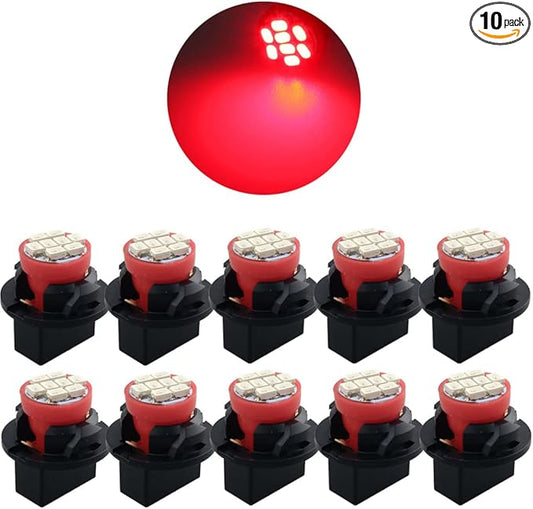 T10 194 168 Dash Instrument White LED Light Bulbs Bright Panel Gauge Cluster Dashboard LED Light Bulbs 10Pcs/Set (Red)
