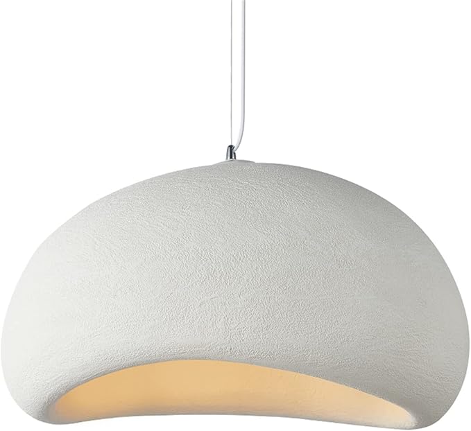 JAYMP 70cm Wabi Sabi Pendant Light for Living Room Hallway Restaurant Modern Hanging Lamp E26 Base Japanese Style Bird Nest Shape Lighting Fixture, 1 Pack (Matte White,B Shape, 70cm/27.6in)