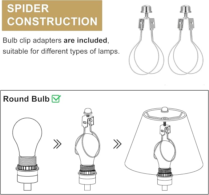 Small Lamp Shades Set of 2, 5.5" Top x 10" Bottom x 6.6" High, Small White Lamp Shades for Table Lamps, Fabric Lampshade Replacement for Bedside Lamp, Wall Sconces, Spider, Clip on Adapters Included