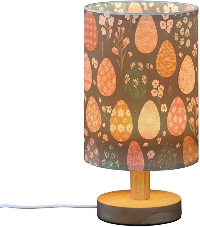Easter Egg Flower Small Desk Lamp for Bedroom Nightstand Bedside Lamps with USB Table Lamp with Fabric Night Light for Living Room