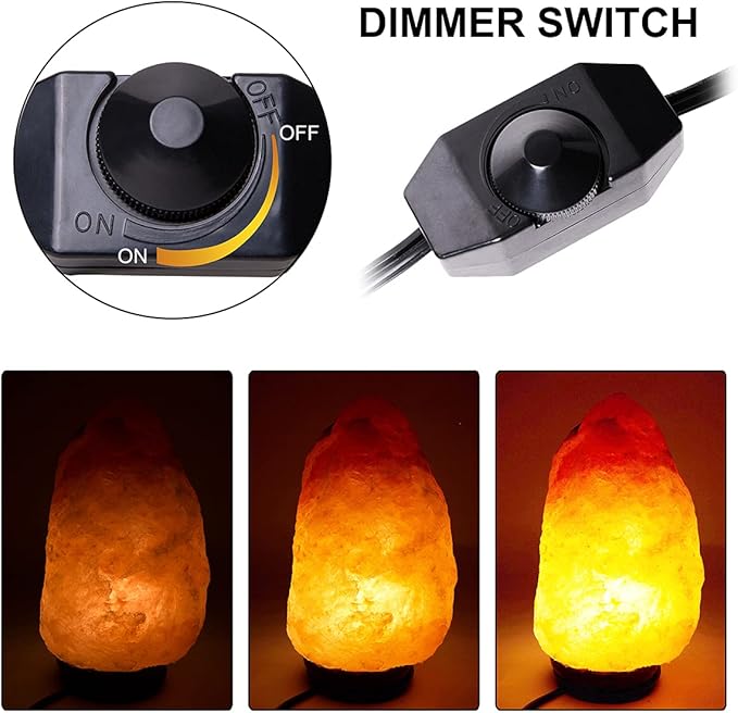 Salt Lamp Cord Replacement 2-Pack with Dimmer Switch 5 feet Lamp Cord and 8-Pack Halogen Salt Lamp Bulbs(15 Watts)