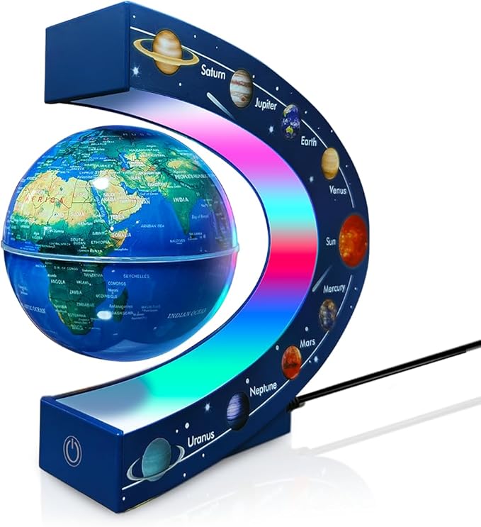 Magnetic Levitating Floating Globe with 7 Colored Lamp, Cool Tech Gadgets Gifts World Globe for Men Father Boys Girls Kids, Birthday Gifts Home Office Desk Decor Display Frame