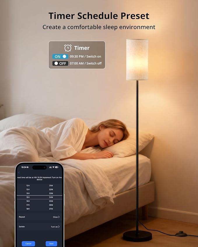 Nopoor Smart RGB Floor Lamp 69", Dimmable Standing Lamp with Foot Switch, Alexa & App Control, Adjustable Brightness & Color Changing RGB Light,Lamp for Living Room, Bedroom, Office, Reading