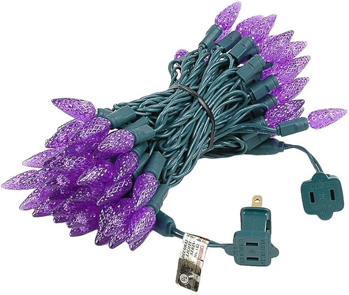 Novelty Lights 24FT 70 LED C6 Christmas String Lights, Outdoor Tree Commercial Grade Permanent Decorations (Purple)