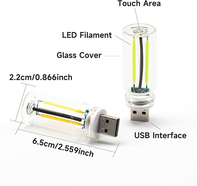 2Pcs USB Retro Car Lamp, Dimmable Touch-Control LED Car Interior Atmosphere Lights, USB Powered Night Lamps, Mini Glass Bottle Night Light Touch Control Vehicle Interior Decor Retro Lamp (Purple)