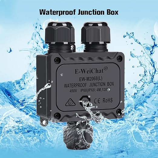 Waterproof Junction Box, IP68 Outdoor Underground Junction Box, 2 PCS 3 Way M25 Plastic Electrical Junction Box Suitable for Tunnel Lights, Garden Lights, Landscape Lights