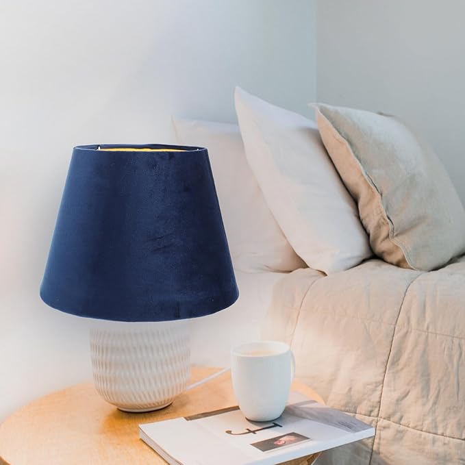 DOITOOL Lamp Shade for Table Lamp,Barrel Fabric Lampshade Drum Lampshades Cloth Lamp Shade Replacement,Lamp Covers Shade Accessories-Blue