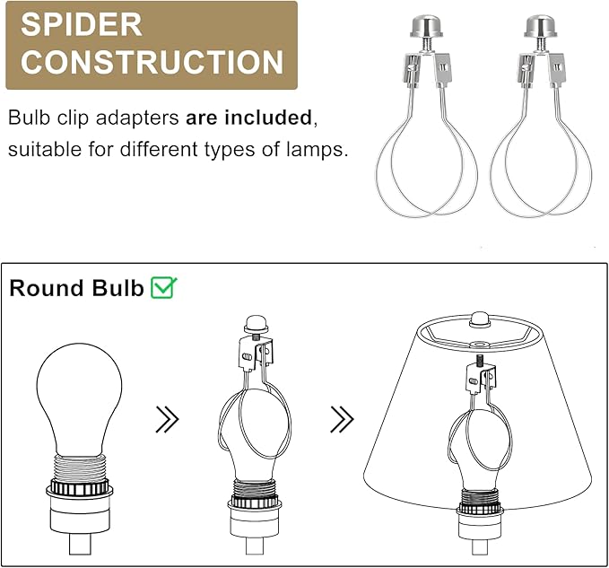Rustic Lamp Shades Set of 2, Faux Leather Replacement Lampshades, 4.7" Top x 9.8" Bottom x 6.4" High, Small Lamp Shades for Table Lamps Bedside Lamps, Spider, Bulb Clip Adapters Included