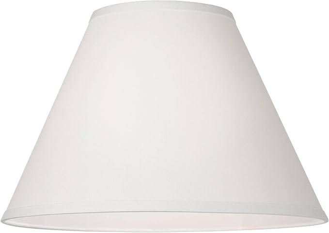 Bright Antique White Linen Large Lamp Shade 6.5" Top x 15" Bottom x 10.75" High x 11.75" Slant (Spider) Replacement with Harp and Finial - Springcrest