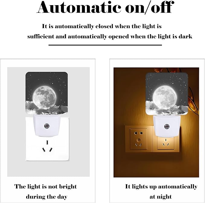 Moon in Cloud Night Light,Plug-in Nightlights Auto Sensor Night Lamp Dusk to Dawn Lamp Home Decor for Nursery Children Girls Boys
