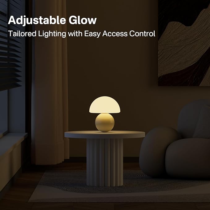 Mushroom Lamp Table Lamp for Bedroom,Desk Bedside Small Lamps for Living Room Night Stands,Mushroom Decor Cute Mini Modern Mid Century Lamps,Unique Aesthetic Home Living Room Decor (Cream)