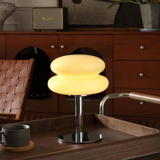 Mushroom Lamp Table Lamp for Night Stands,Mid Century Modern Desk Lamps for Bedroom, Vintage Dimmable Bedside Small Lamps, Cute Cool Home Room Aesthetic Decor for Living Room(Cream)