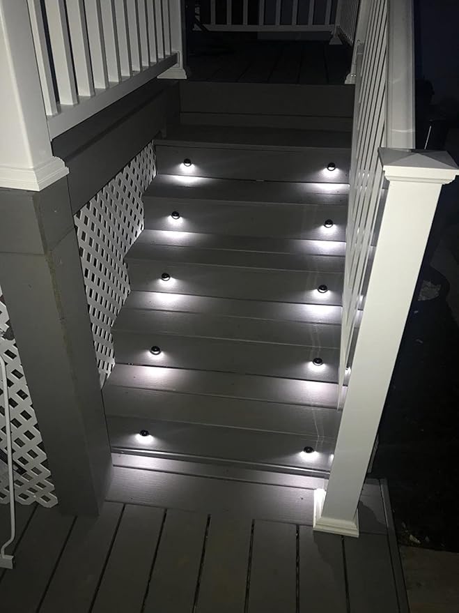 FVTLED Pack of 10 Low Voltage LED Deck Lights kit Φ1.38 Outdoor Garden Yard Decoration Lamp Recessed Landscape Pathway Step Stair Cold White LED Lighting, Bronze