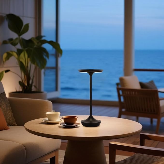 Rechargeable Cordless Table Lamp,Portable Outdoor Battery Operated LED Table Light Touch Control 3 Color Dimmable for Bedroom, Patio, Cofee,Dining Home,Restaurant&Living Room-Black