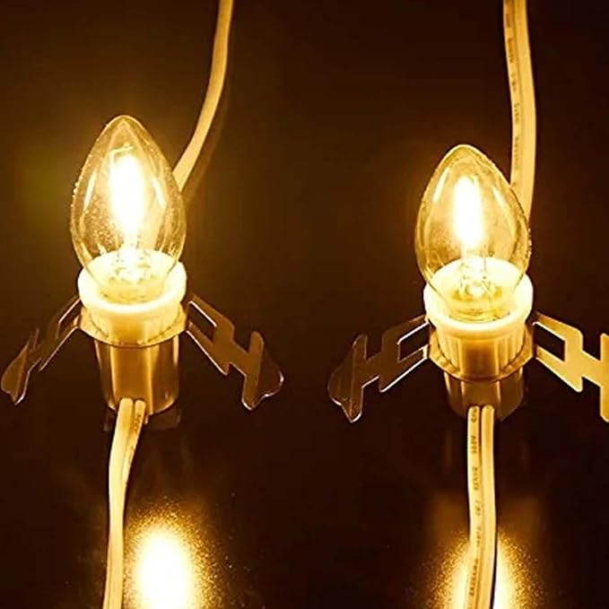 Christmas Village Lights with 5 LED Warm-White Bulb and Female Plug, 8.8ft with Spare Fuse, Decoration for Halloween Pumpkins and Christmas Village Houses