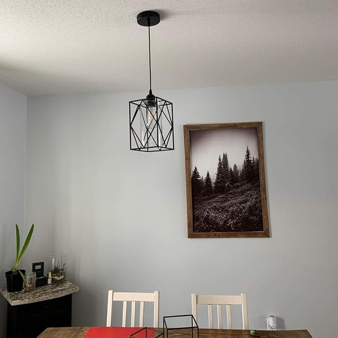 HMVPL Farmhouse Pendant Light Fixtures, Set of 2 Black Farmhouse Hanging Chandelier Lights with Glass Shade, Mini Industrial Ceiling Lamp for Kitchen Island Dining Room Over Sink Hallway Bedroom