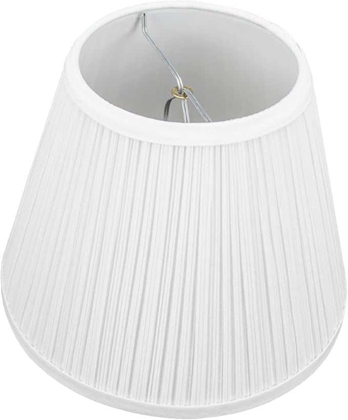FenchelShades.com Lampshade 5" Top Diameter x 9" Bottom Diameter x 7" Slant Height with Clip-On Attachment for Standard Edison-Style Lightbulb (Pleated Mushroom White)
