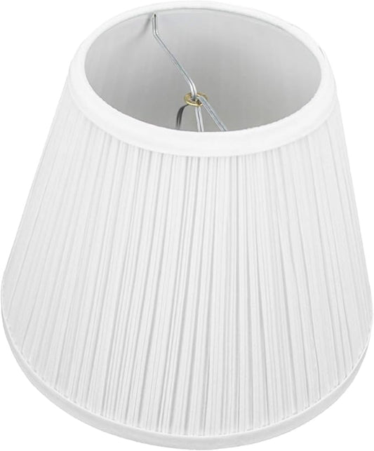 FenchelShades.com Lampshade 5" Top Diameter x 9" Bottom Diameter x 7" Slant Height with Clip-On Attachment for Standard Edison-Style Lightbulb (Pleated Mushroom White)