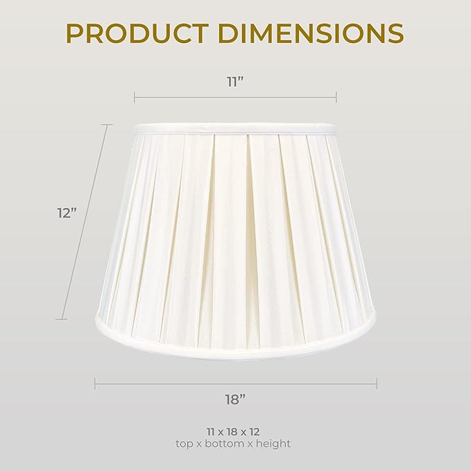 Royal Designs, Inc. Empire English Pleat Lamp Shade, BSO-724-18WH, 11 x 18 x 12, White