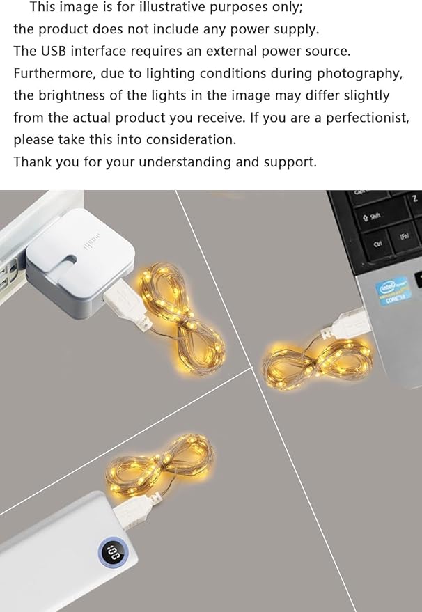3 Pack USB Fairy Lights USB Powered String Lights Warm Yellow 2 Meters 20 lamp Beads Led Christmas Lights Fairy String Lights led Light String (Warm Yellow)