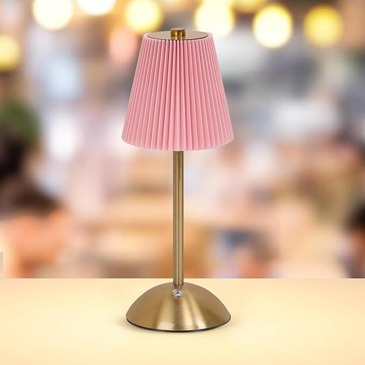 Pink Red Table Lamps, valentine night lights,Cordless LED Table Lamp with Dimmer, Built-in Rechargeable Battery,Patio Table Lamp, Bedside Night Lamp, Ambient Light for Restaurant, Antique Brass (pink)