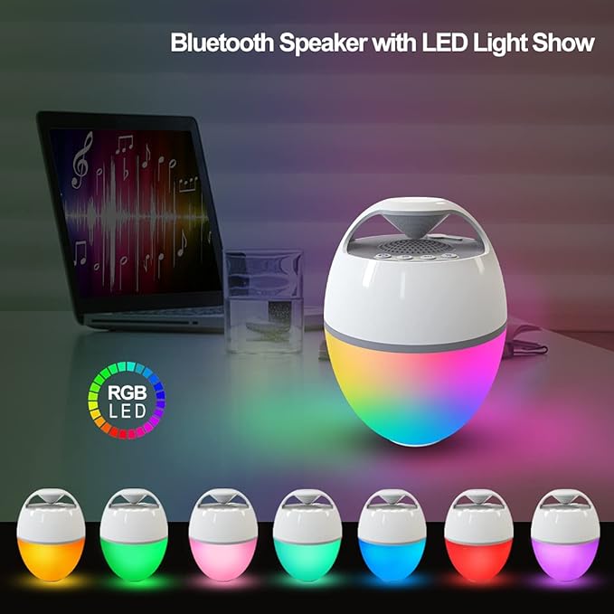 Blufree Floating Pool Speaker With Lights, Portable Bluetooth IP68 Waterproof Hot Tub Speaker for Outdoor Sports Home Party, Louder Volume, Rich Bass, Mic, 82 ft Wireless Range