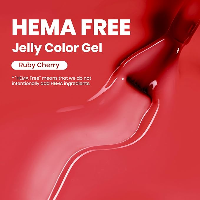 Beetles Ruby Cherry Jelly Red Gel Nail Polish - 15ML Full Size Neutral Jelly Red Sheer Gel Nail Polish Translucent Effect Soak Off UV LED French Nail Art Salon DIY Manicure Gift for Women