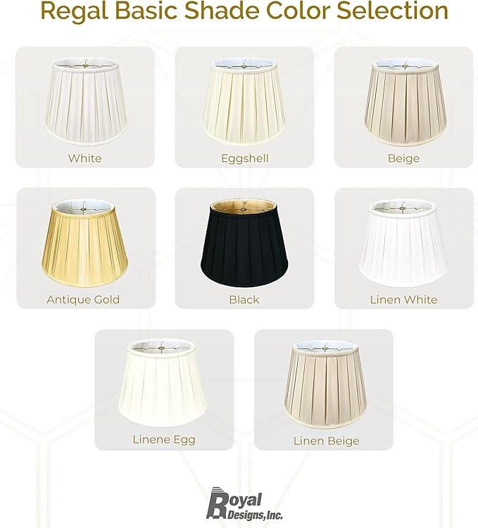 Royal Designs, Inc. Empire English Pleat Lamp Shade, BSO-724-14LNEG-2, 10 x 14.5 x 10, Linen Eggshell, Set of 2
