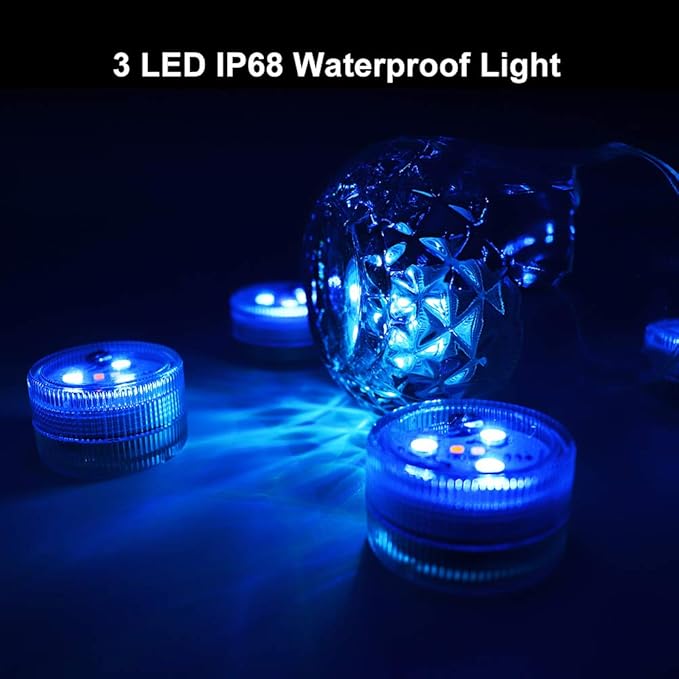 Mini Submersible LED Lights with Remote Control, Waterproof Small Tea Lights Candles, 1.5" Multicolor Submersible Lights for Vases Fish Tanks Hot Tubs, Pond Pool, Parties Wedding Halloween