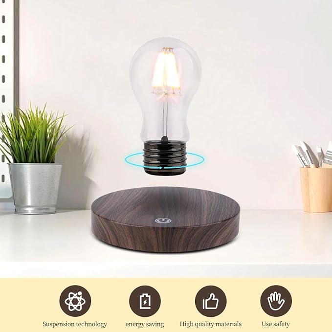 Magnetic Levitation Floating LED Light Bulb, Levitating Bulb Desk Lamp Rotating Floating Bulb Night Lights for Home Room Decoration Office Table Lamp
