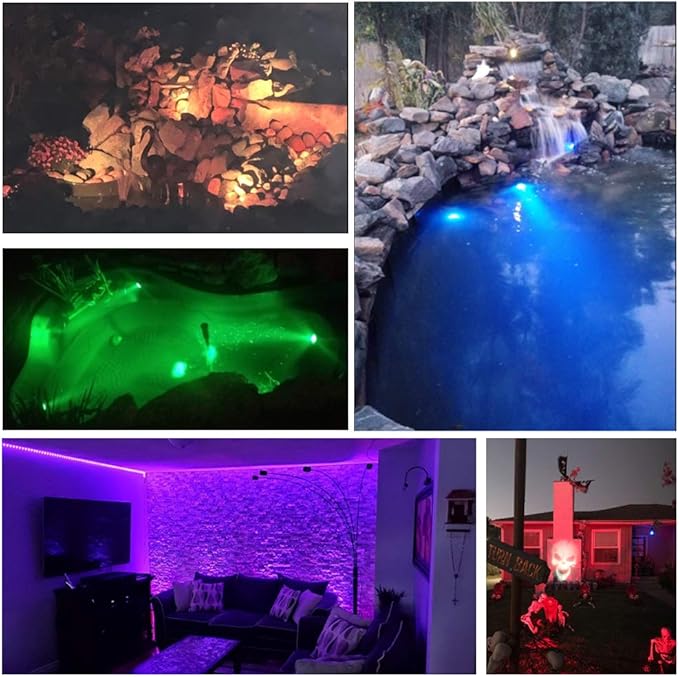 SHOYO Pond Lights Colored with Timer, Fountain Lights Underwater Submersible Memory Dimmable IP68 Waterproof Spotlights for Outdoor Garden Yard Lawn Water Pond Fountain (Set of 12)