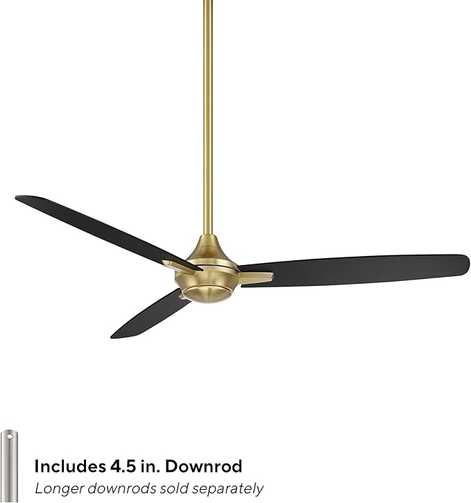 WAC F-060-SB/MB Blitzen 54" Outdoor Ceiling Fan with Remote, Soft Brass Matte Black